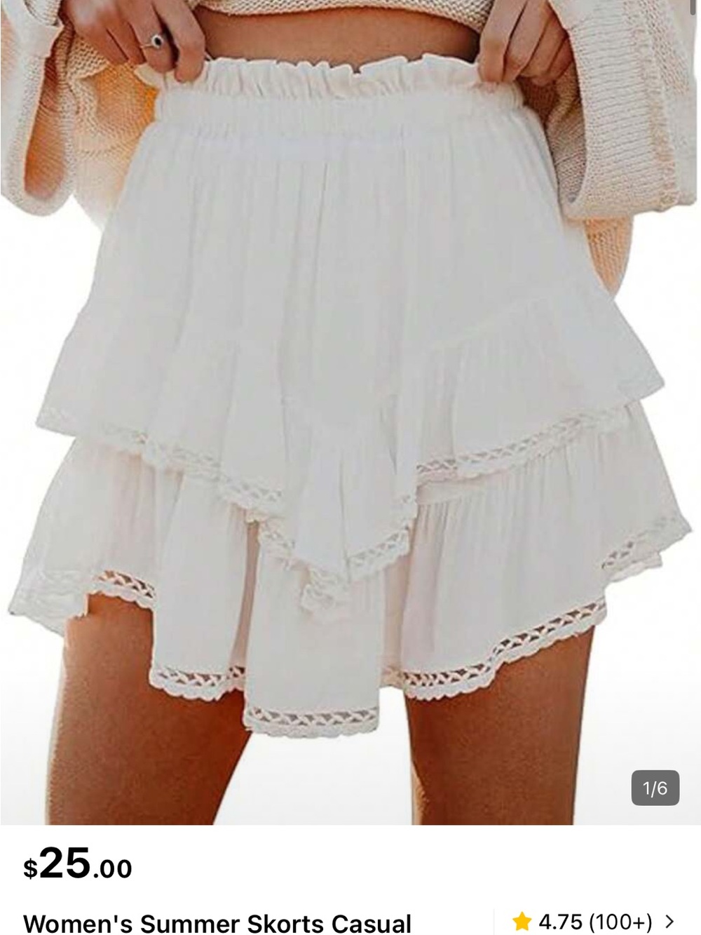 SHEIN White Tiered Ruffle Skort